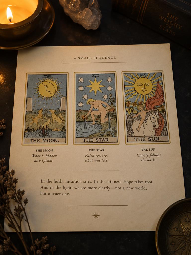Card plate page showing the drawn tarot cards